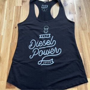 Diesel Power Graphic Tank Top Black Racerback Gym Shirt Small
